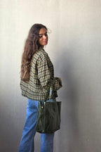 Chaqueta tipo bomber de cuadros verde