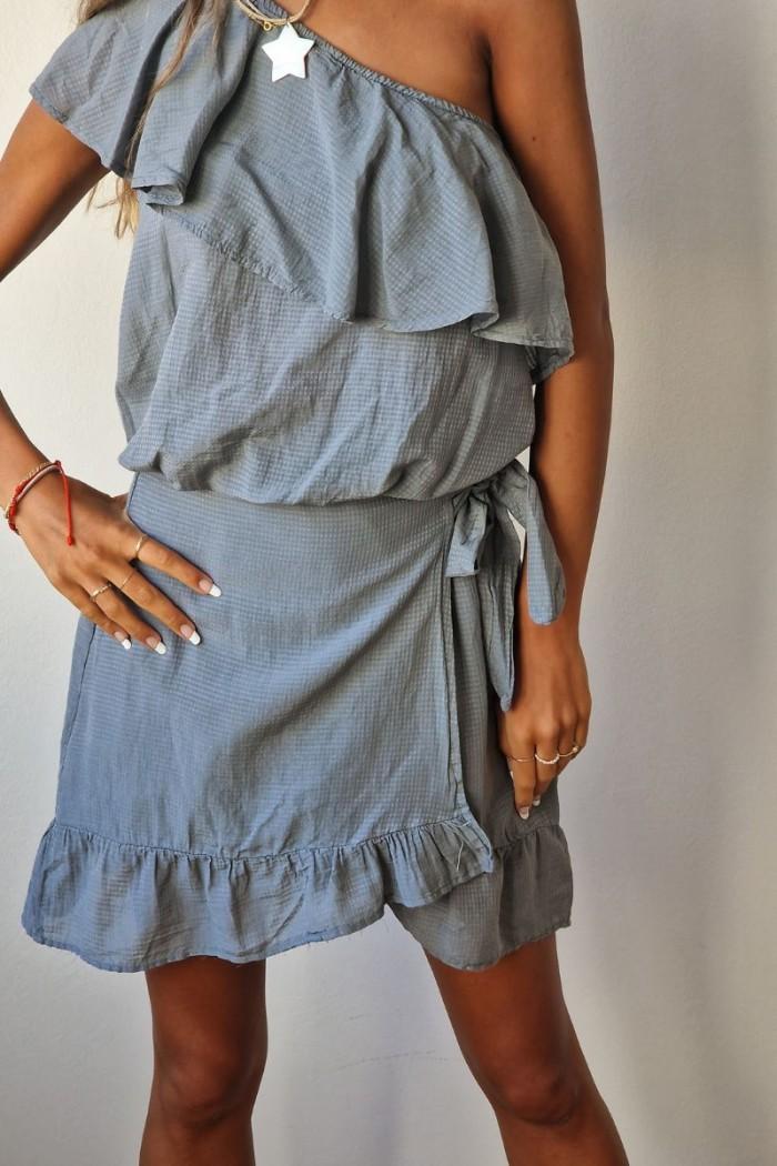 Mini falda con lazada delantera en color gris