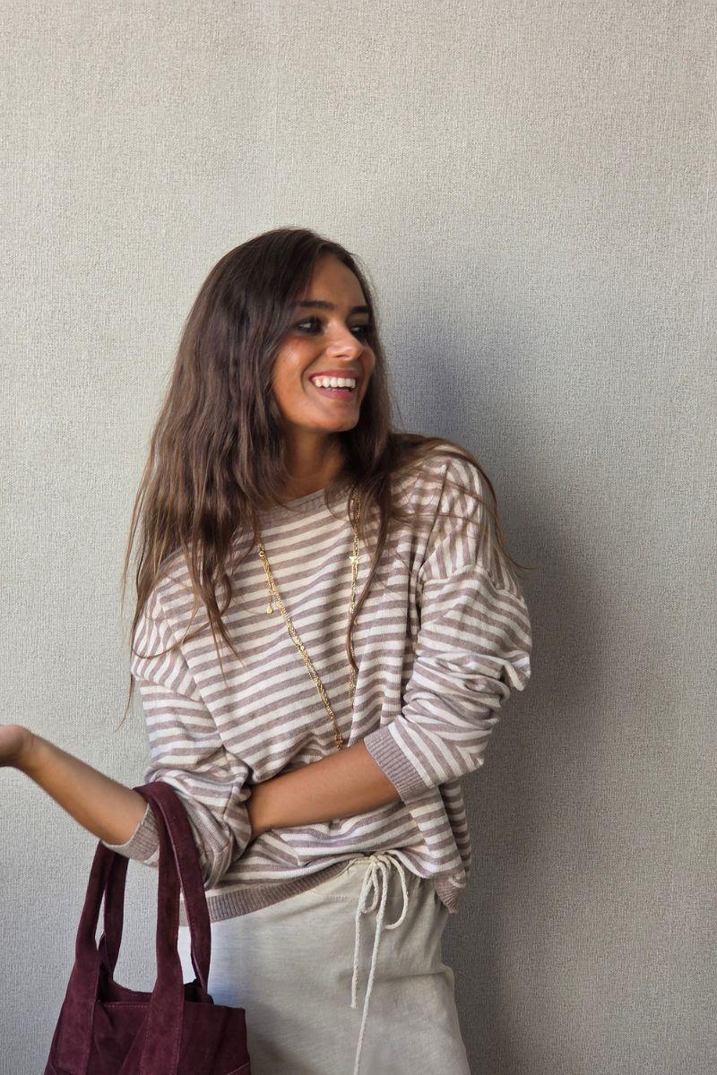 Jersey de rayas topo y beige