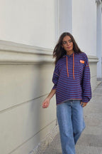 Sudadera de rayas con capucha azulón