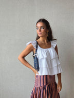 Top tres volantes blanco