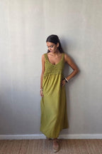 Vestido crochet verde oliva