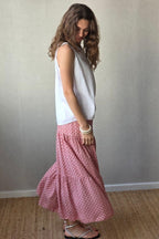 Falda estampado de flores con volantes rosa