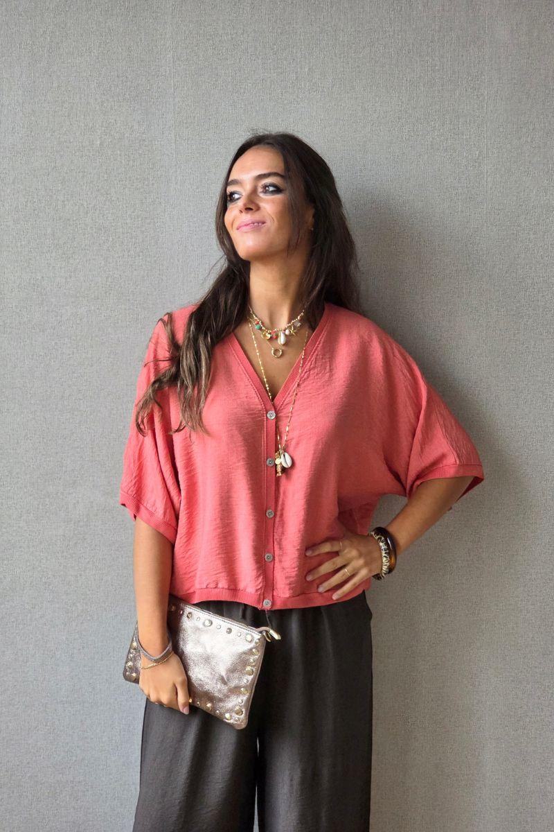 Chaqueta manga corta coral
