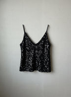 Top de tirantes de lentejuelas negro