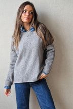 Jersey oversize cuello redondo gris