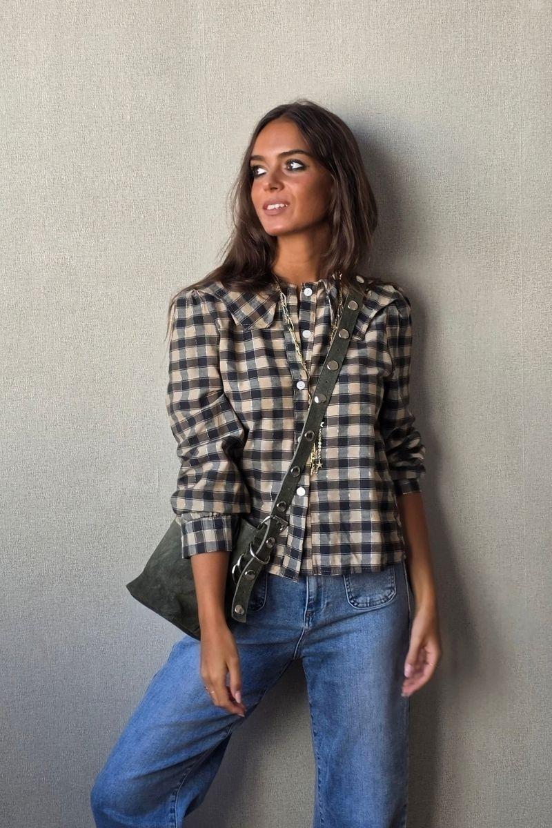 Camisa animal print con brillos Gris