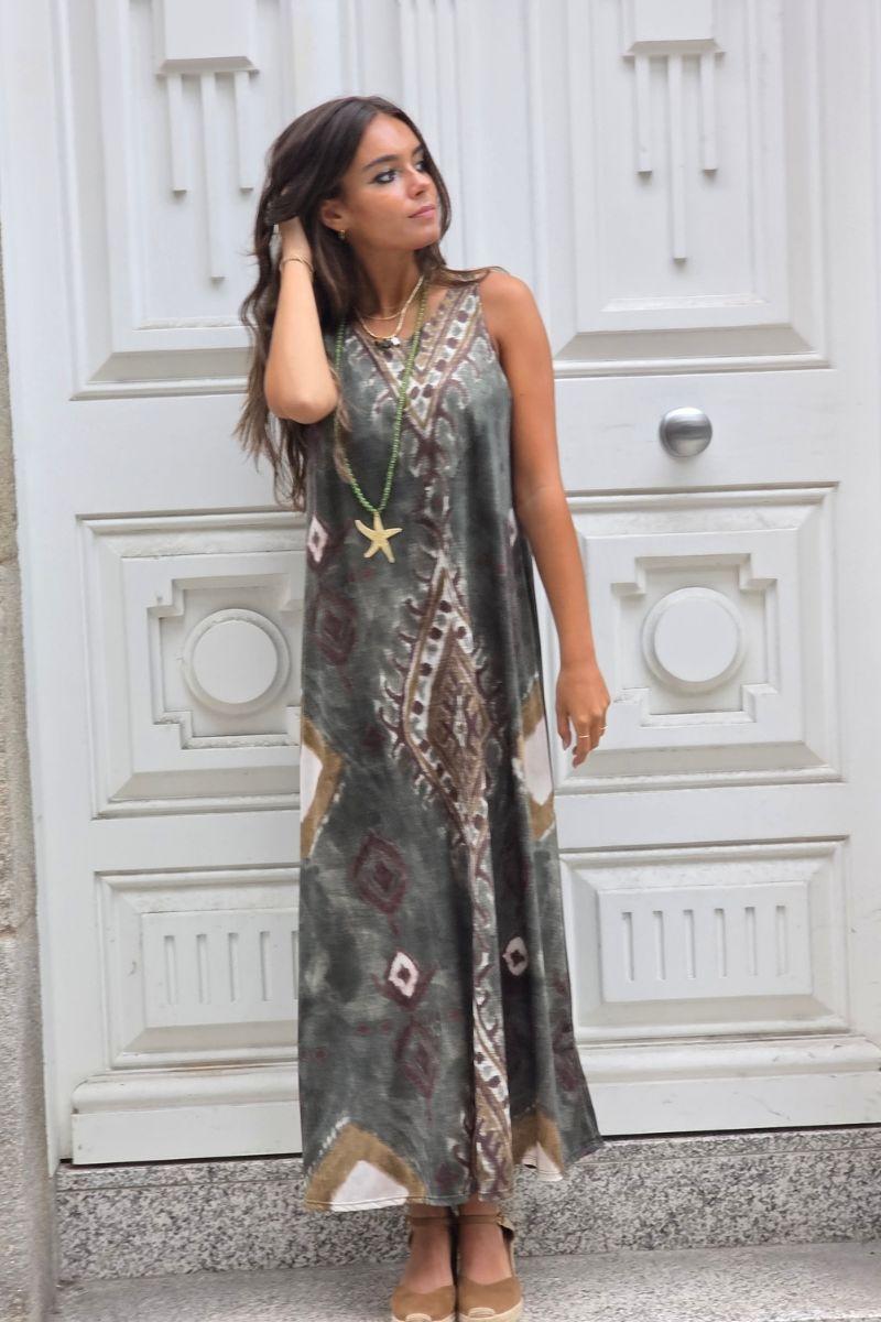 Vestido boho verde militar