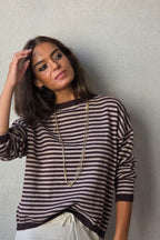 jersey de rayas chocolate/beige