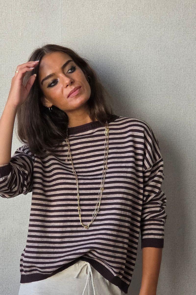 jersey de rayas chocolate/beige