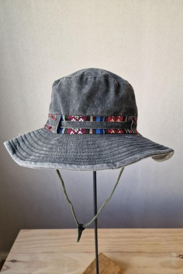 Sombrero unisex tira étnica gris