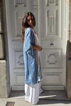 Kimono largo estampado azul