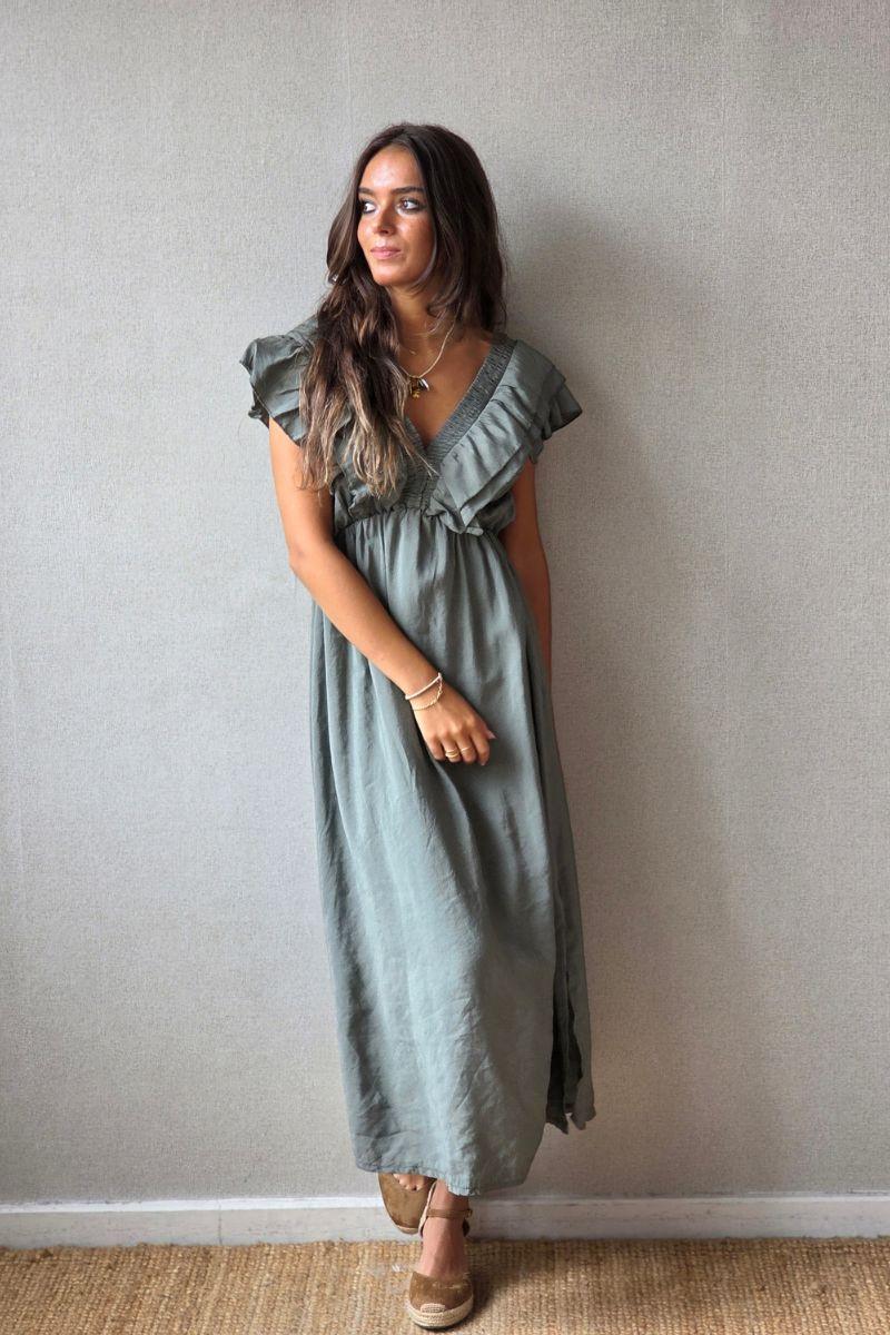 Vestido de volantes verde