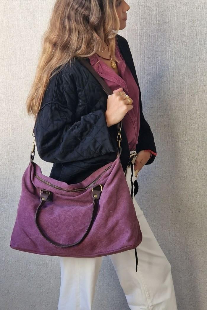 Bolso loneta oversize berenjena con opción a personalizar
