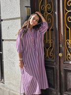 Vestido oversize tipo kurta con manga francesa morado