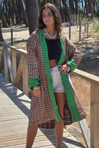 Kimono largo reversible indio estampado vino