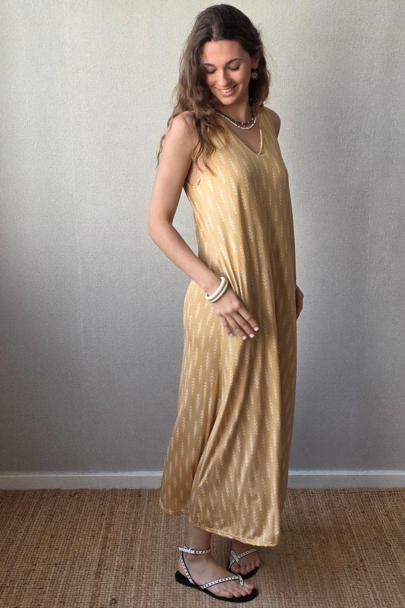 Vestido elástico trigo amarillo