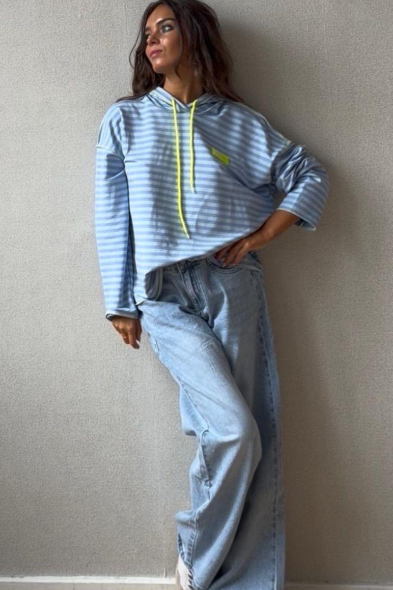 Sudadera con capucha de Rayas azul