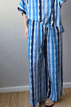Pantalón estampado largo tie dye azul marino