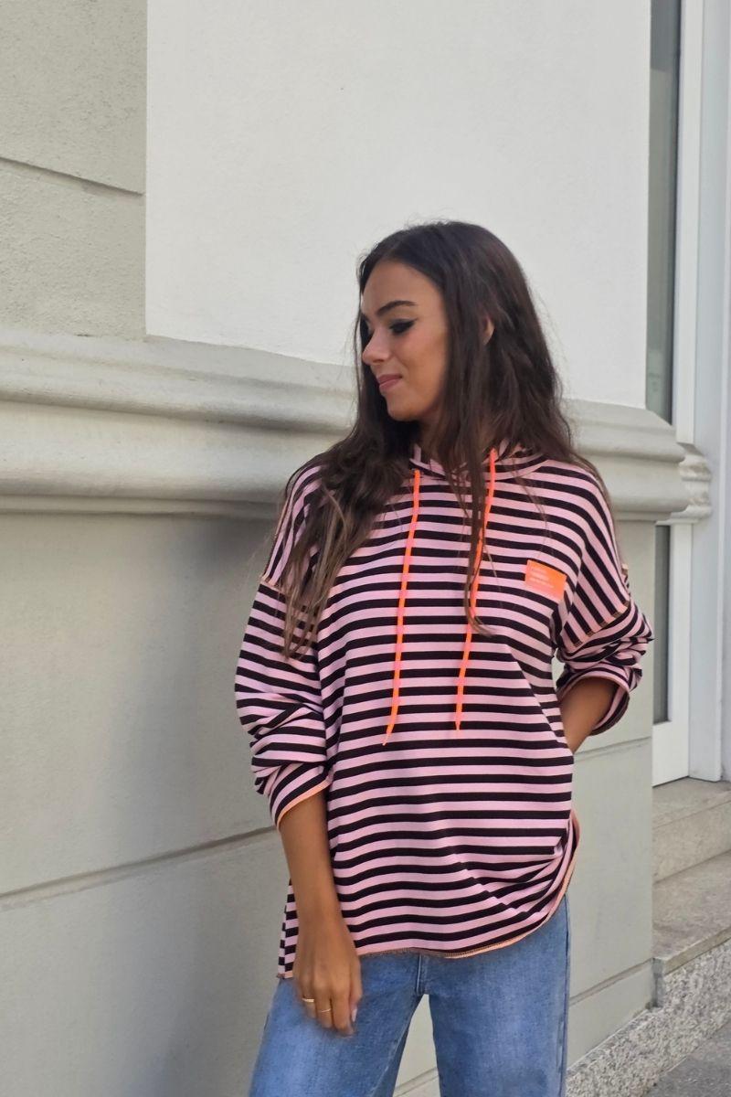Sudadera con capucha de Rayas rosa