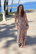 Vestido de flores nido de abeja chocolate