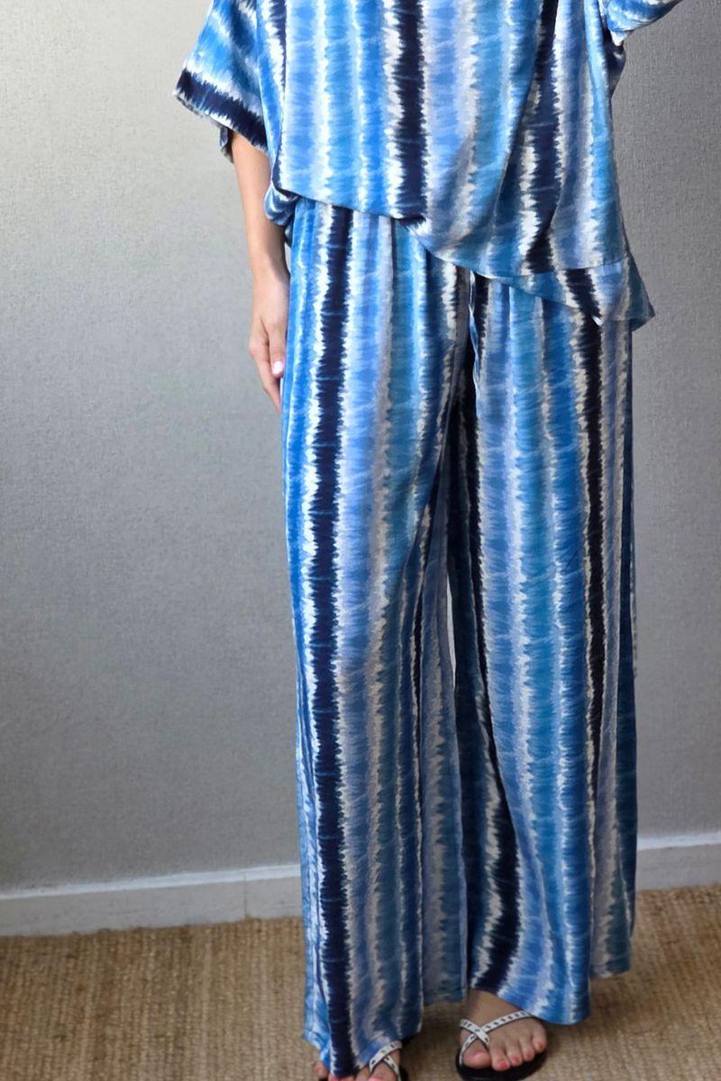Pantalón estampado largo tie dye azul marino