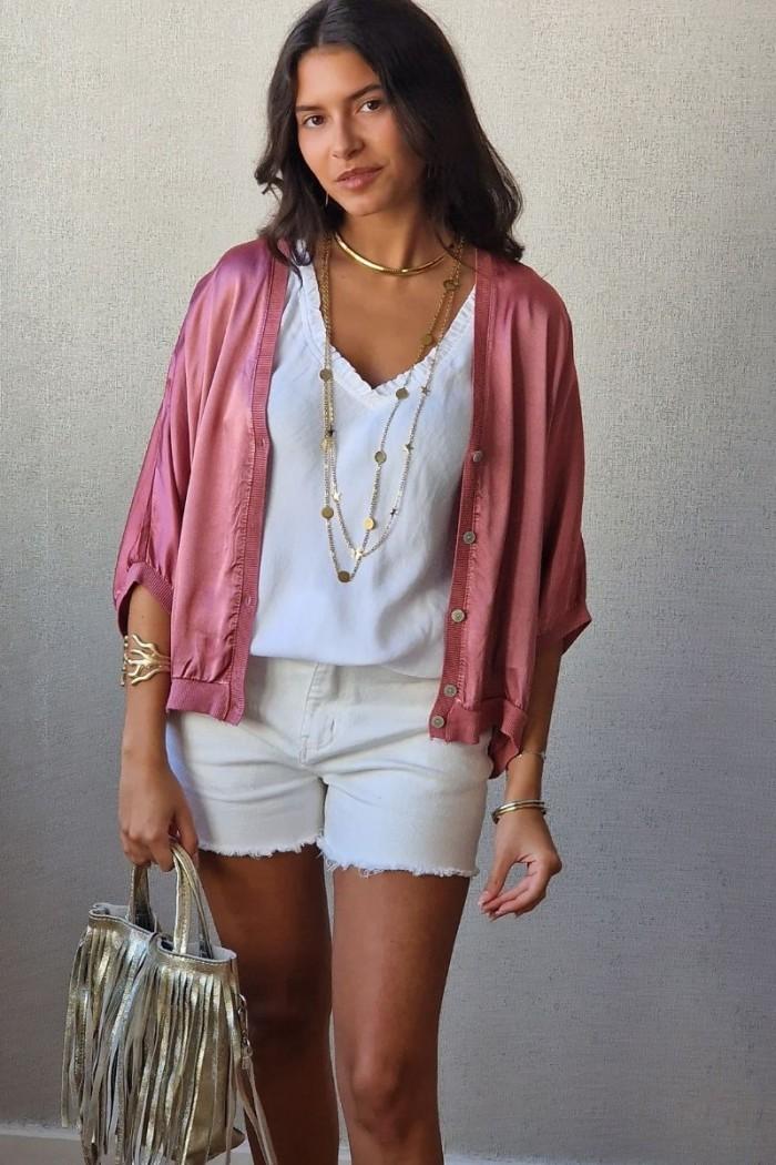 Chaqueta tipo bomber rosa