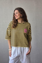 Sudadera Corta de Rayas Chocolate