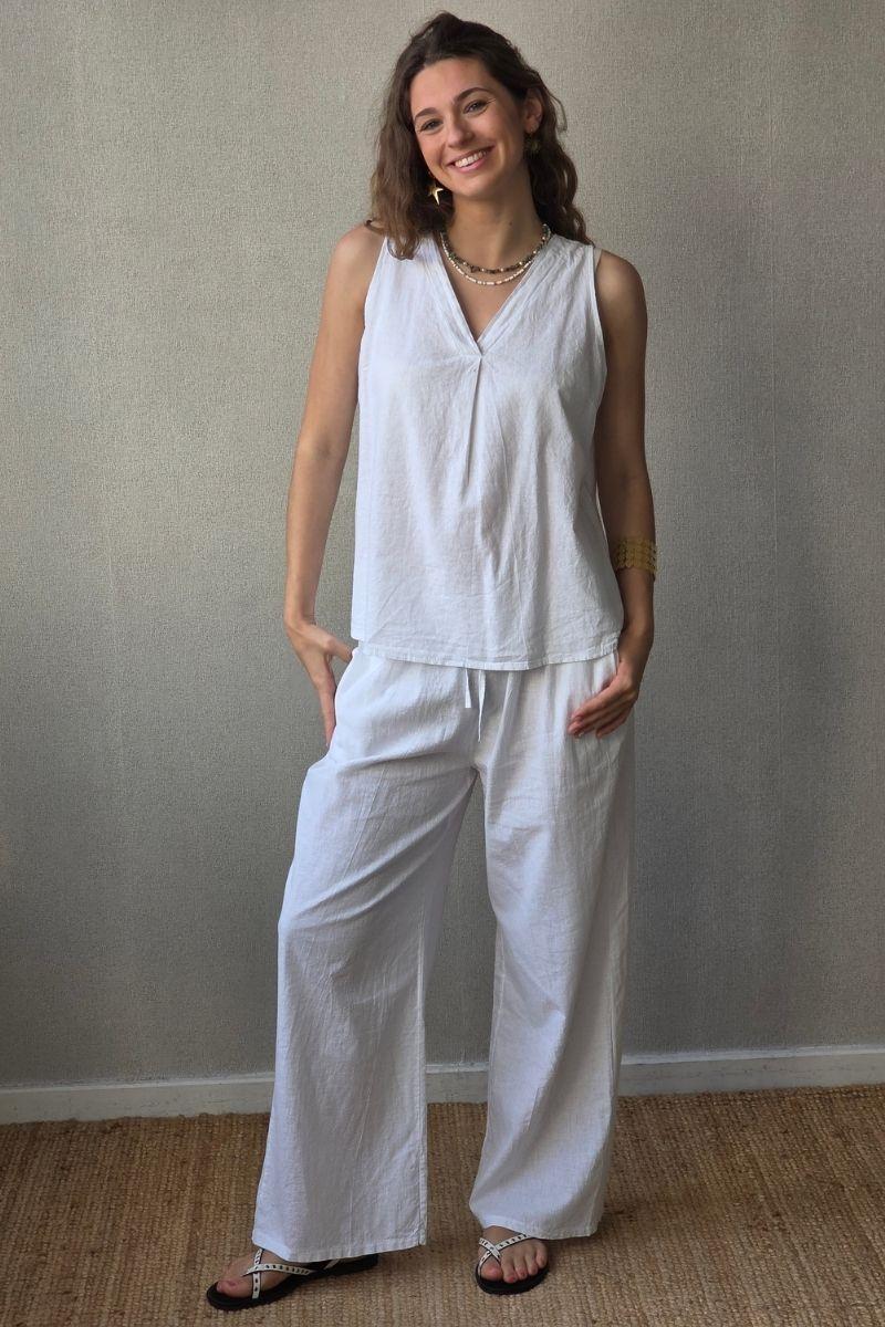 Blusa tipo lino blanca