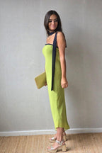 Vestido reversible azul marino/lima
