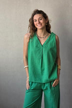 Blusa tipo lino verde