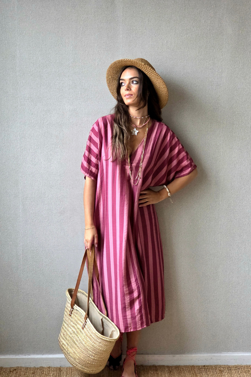 Vestido rayas Frambuesa tipo kurta