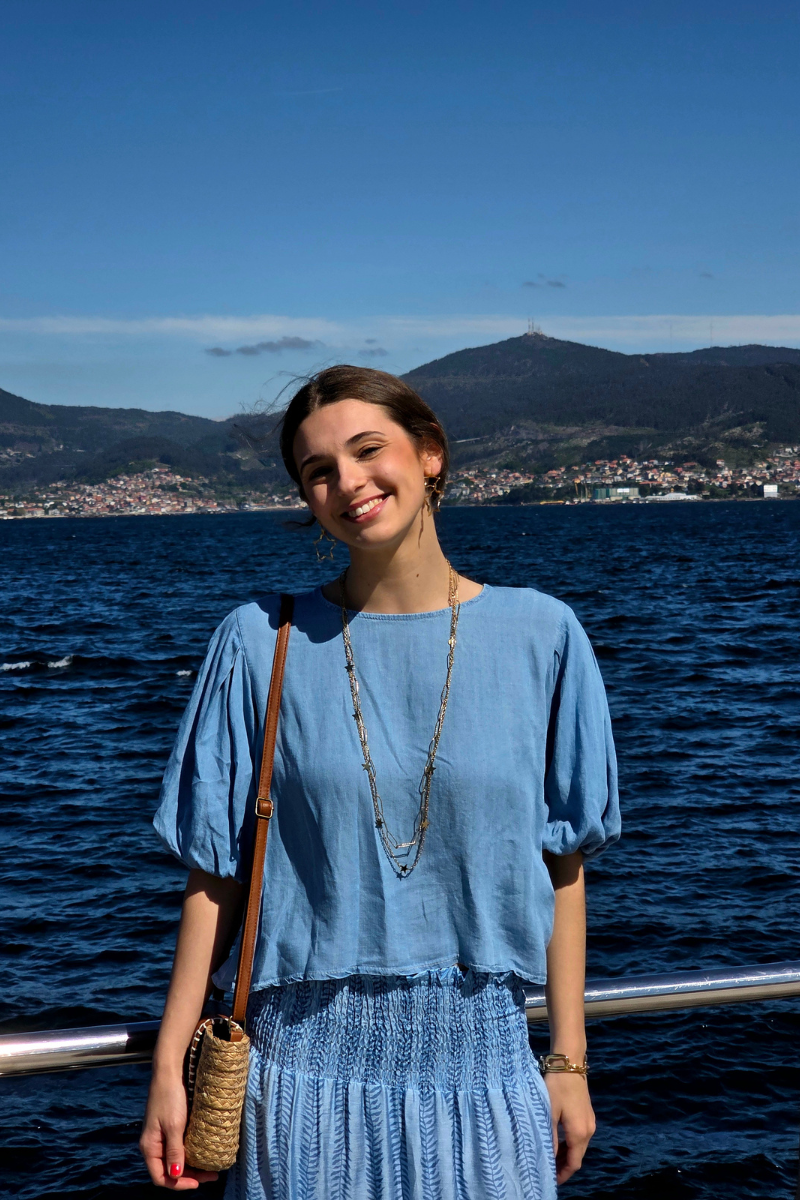 Blusa Manga Globo Azul Jean Claro