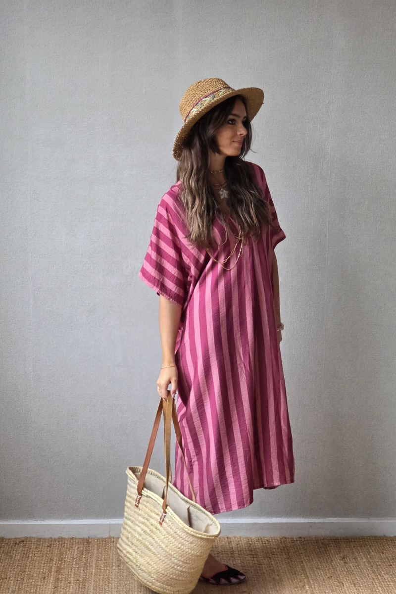 Vestido rayas Frambuesa tipo kurta