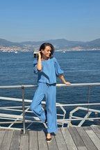 Pantalón Azul Jeans Claro con Cintura Elástica