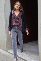 Vaquero gris con bolsillos delanteros wide-leg