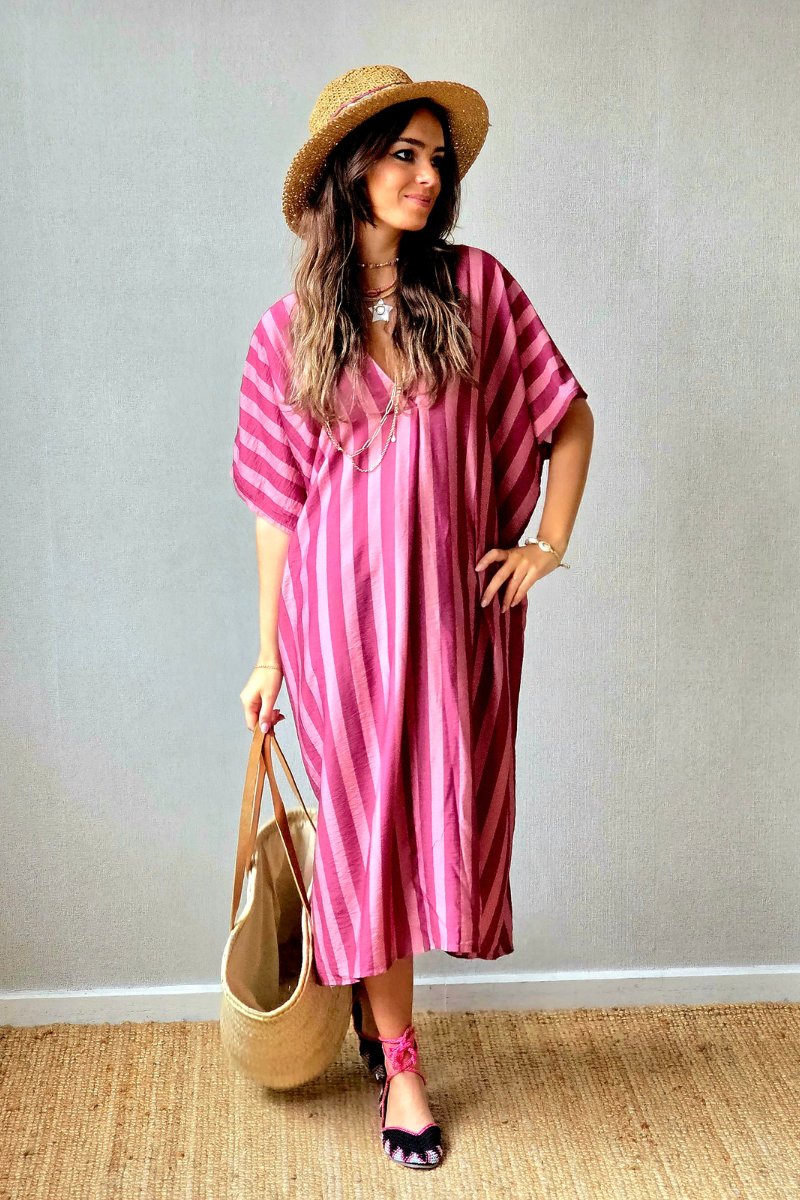 Vestido rayas Frambuesa tipo kurta
