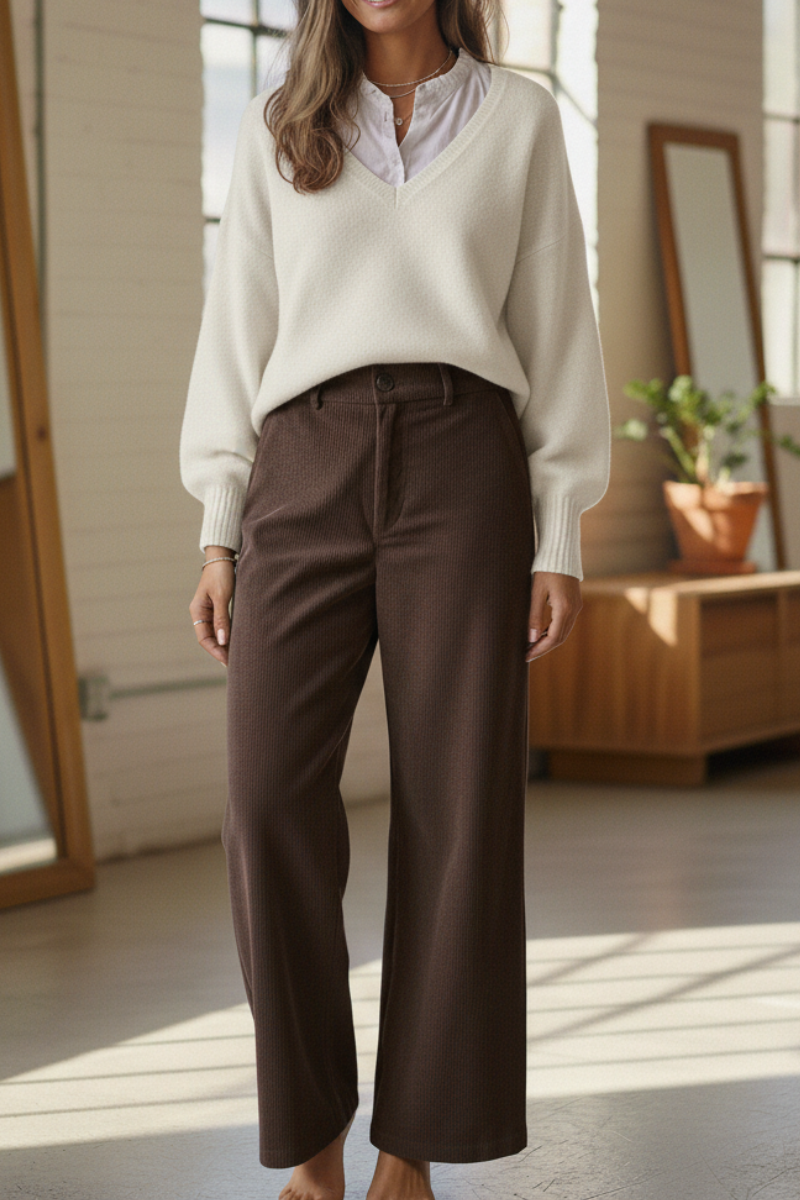 Pantalón de pana ancho marrón