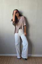 Pantalón Blanco con Estrella Marrón