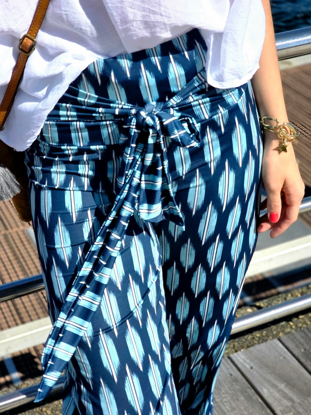 Pantalón Bandeau Estampado Marino