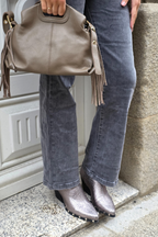 Vaquero gris con bolsillos delanteros wide-leg