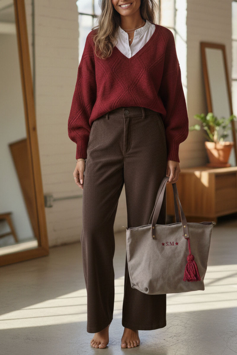 Pantalón de pana ancho marrón