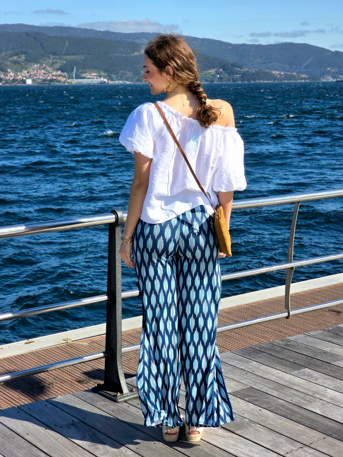 Pantalón Bandeau Estampado Marino