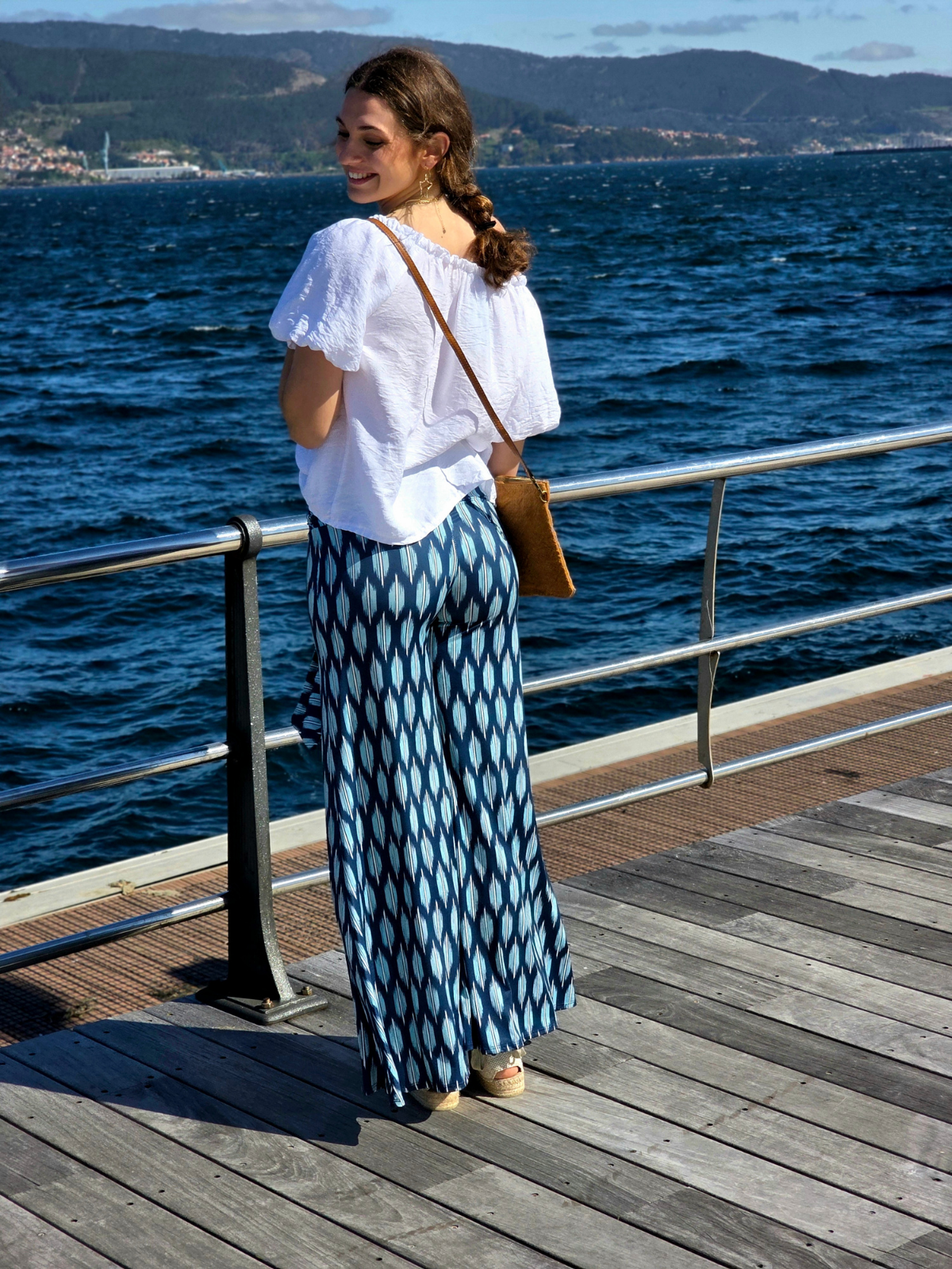 Pantalón Bandeau Estampado Marino