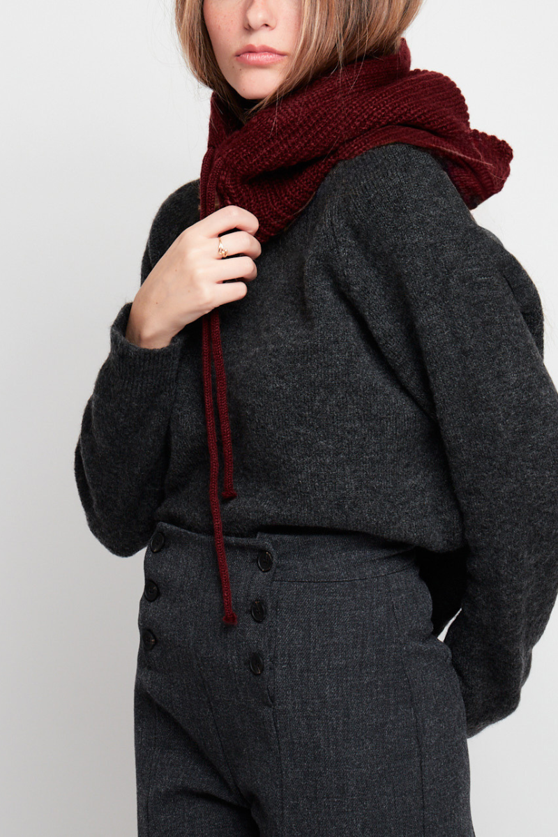 Balaclava de punto granate