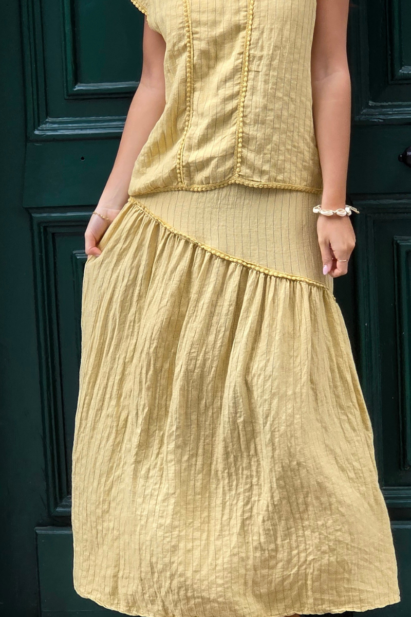 Falda Rayas Amarillo tipo lino