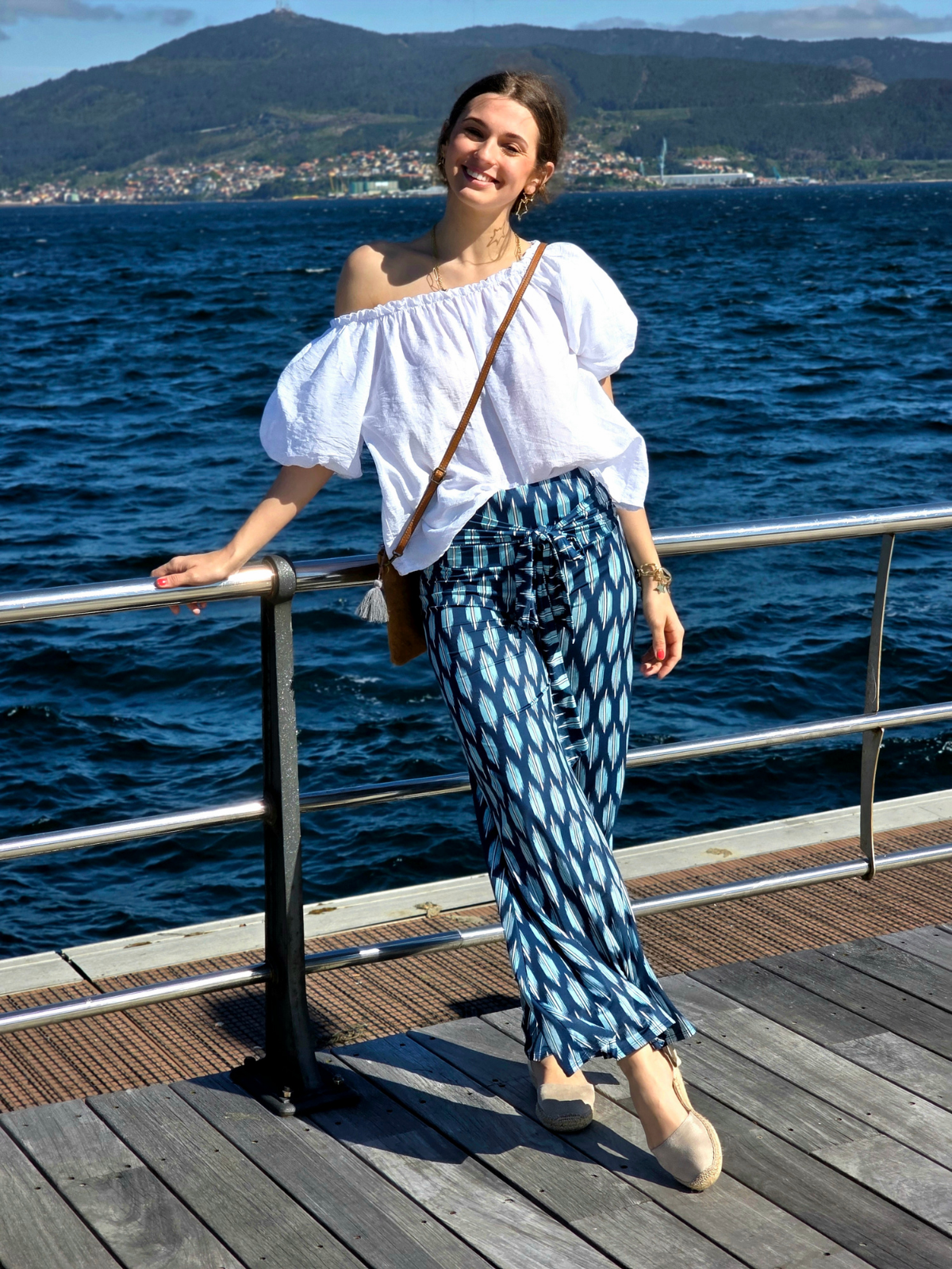 Pantalón Bandeau Estampado Marino