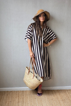Vestido rayas tipo kurta negro
