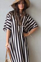 Vestido rayas tipo kurta negro