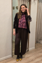 Pantalón de raso bombacho marrón chocolate